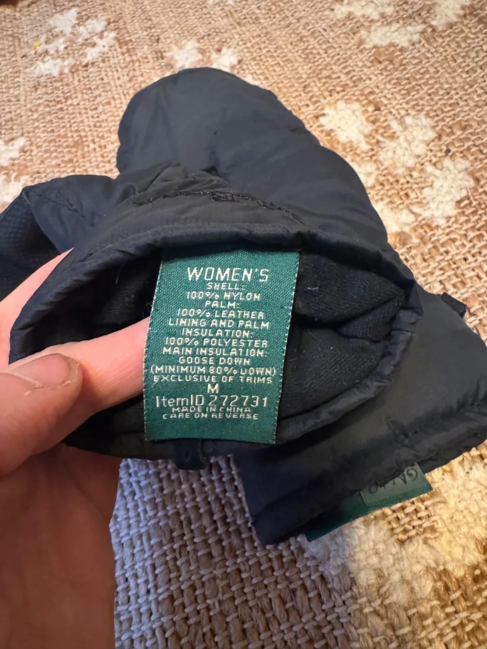 L.L. Bean down Puffer Mittens size medium women’s goose down